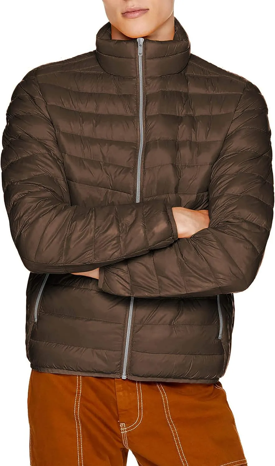 Hat and Beyond Mens Premium Lightweight Puffer Jacket Alternative Down Quilted Hiking Outerwear Parka Coat