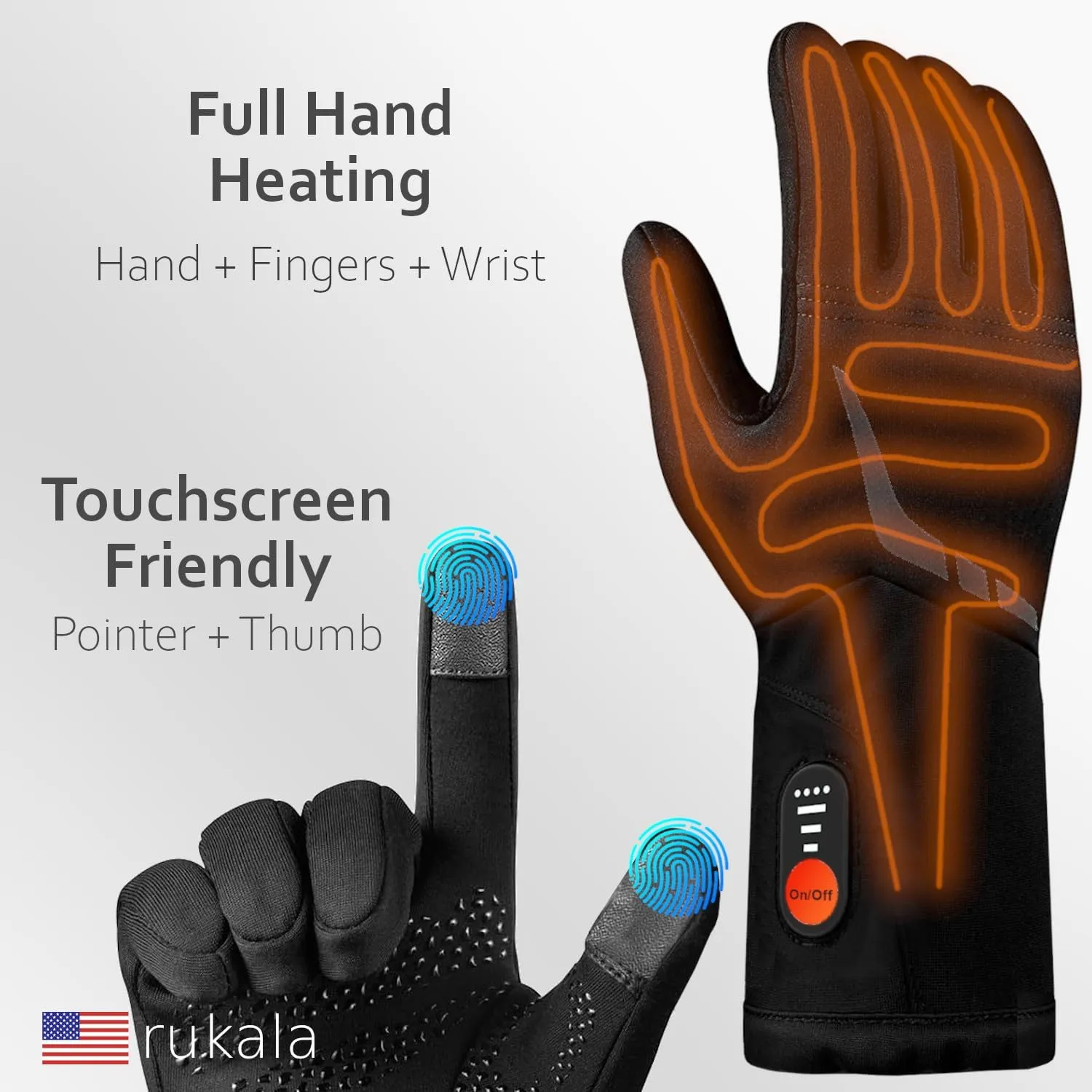 Heated Gloves for Men and Women - Thin Form Fitting Glove Liners - Rechargeable Batteries 2500mAh
