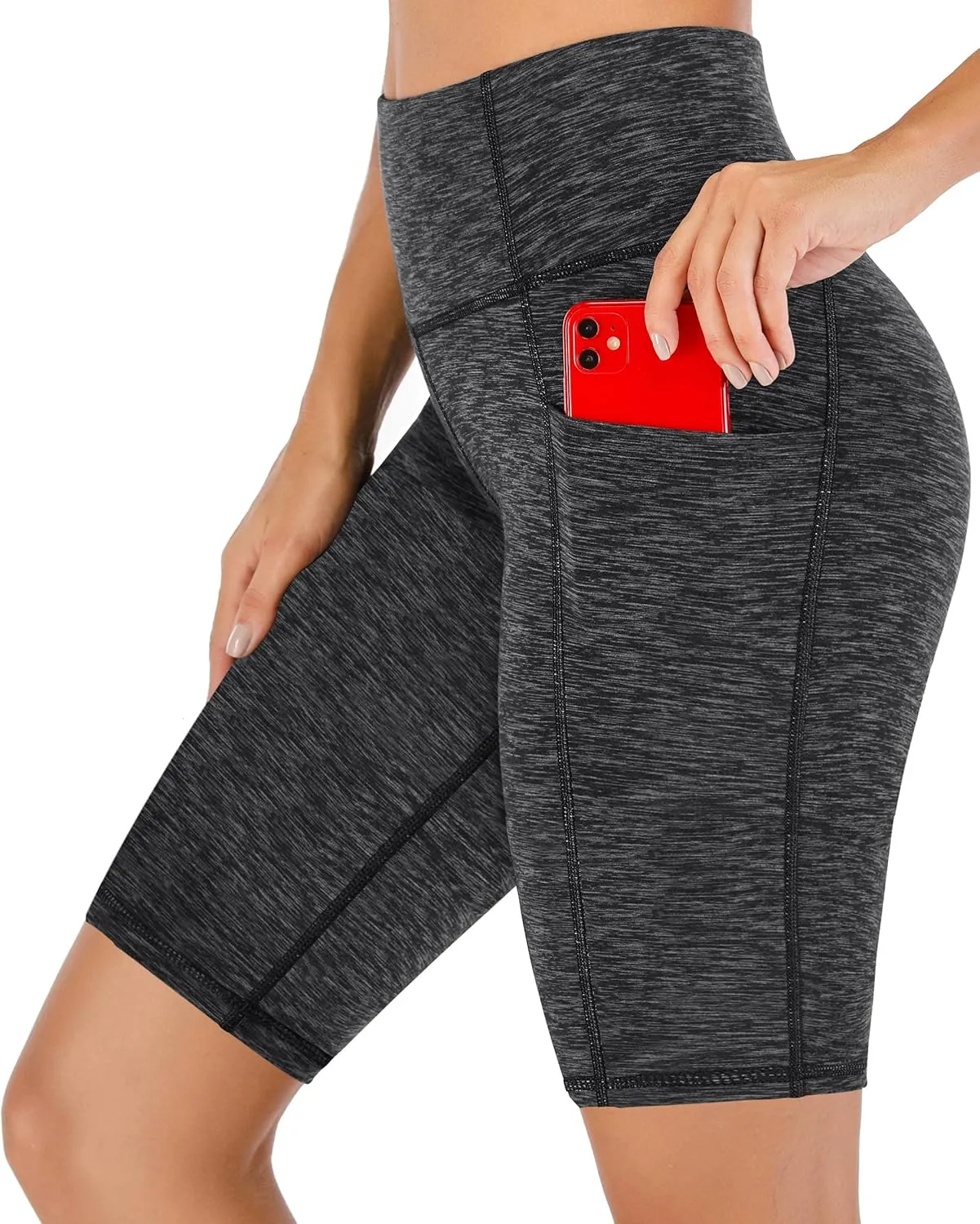 Heathyoga 8" Biker Shorts Women with 3 Pockets Tummy Control Workout Shorts Women Atheltic Spandex Shorts for Yoga Gym