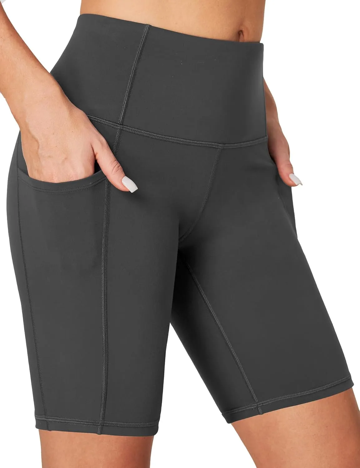 Heathyoga 8" Biker Shorts Women with 3 Pockets Tummy Control Workout Shorts Women Atheltic Spandex Shorts for Yoga Gym
