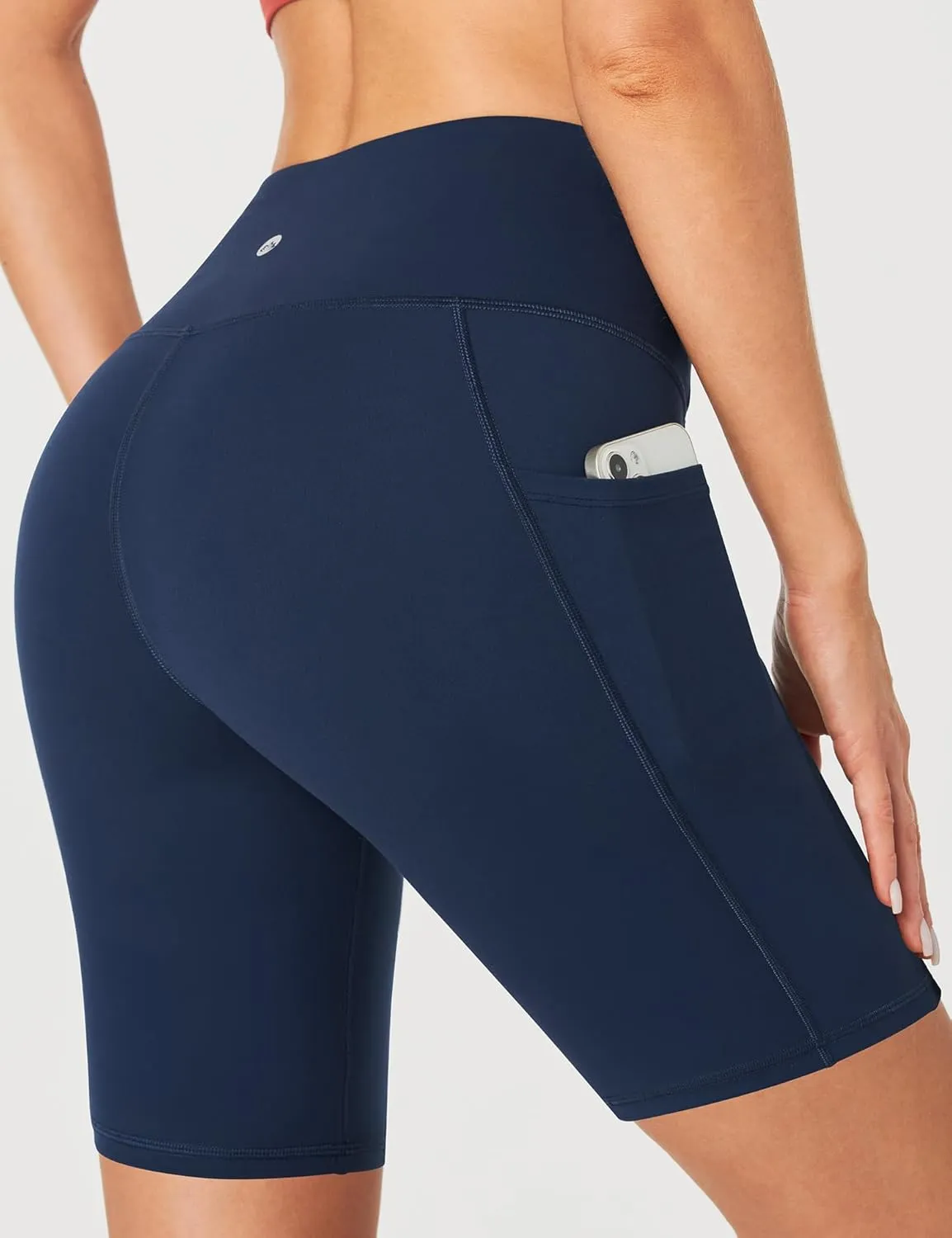 Heathyoga 8" Biker Shorts Women with 3 Pockets Tummy Control Workout Shorts Women Atheltic Spandex Shorts for Yoga Gym