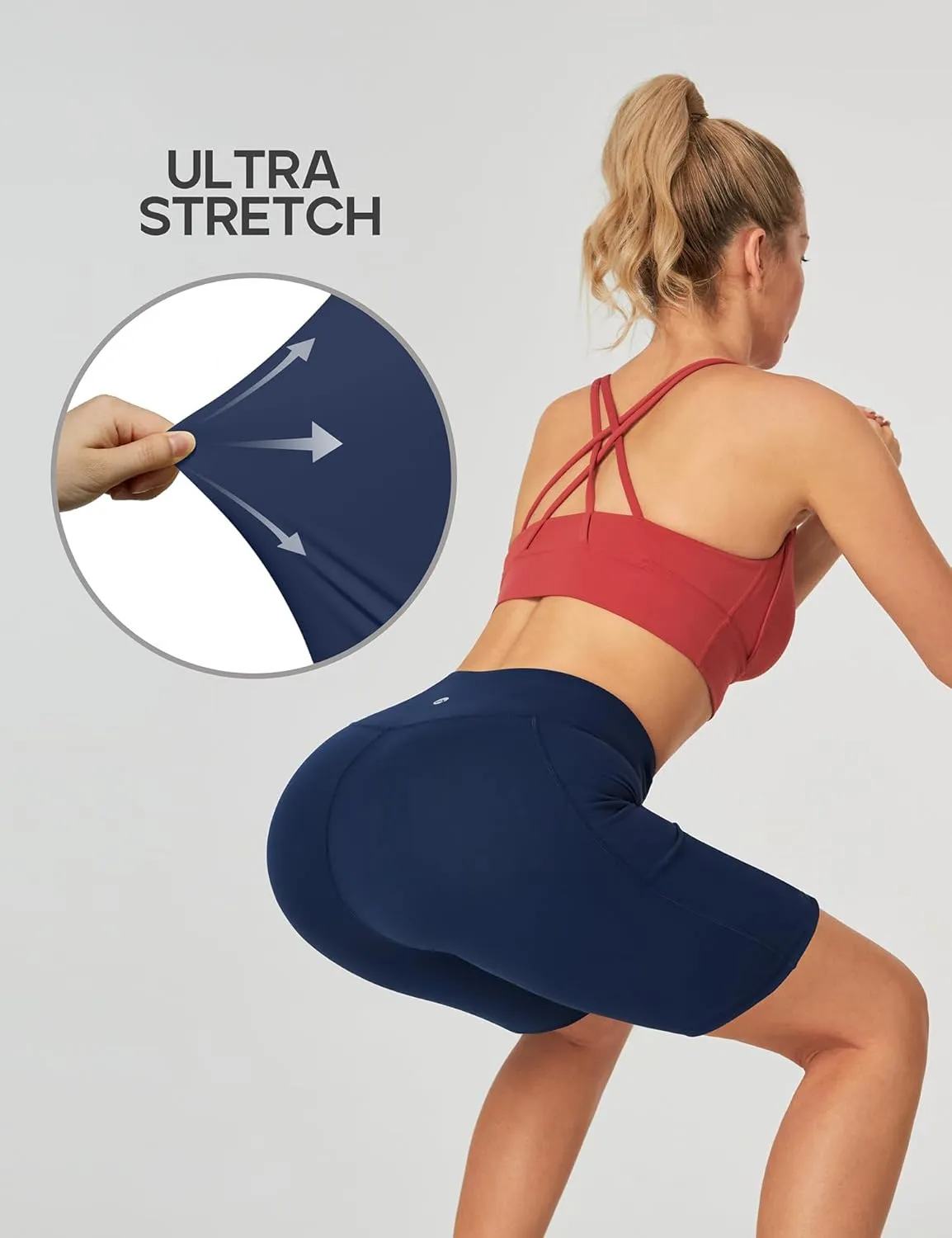 Heathyoga 8" Biker Shorts Women with 3 Pockets Tummy Control Workout Shorts Women Atheltic Spandex Shorts for Yoga Gym