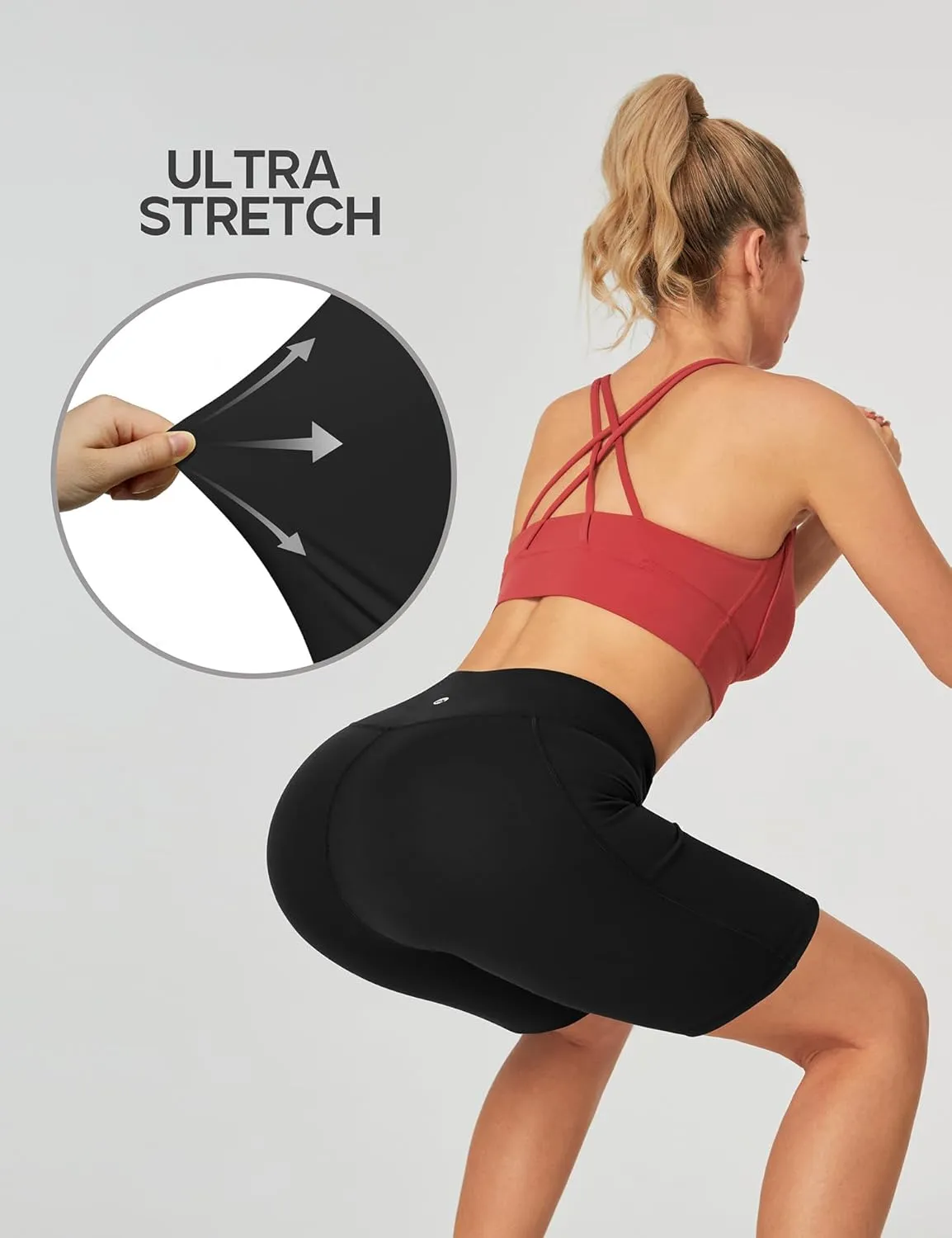 Heathyoga 8" Biker Shorts Women with 3 Pockets Tummy Control Workout Shorts Women Atheltic Spandex Shorts for Yoga Gym