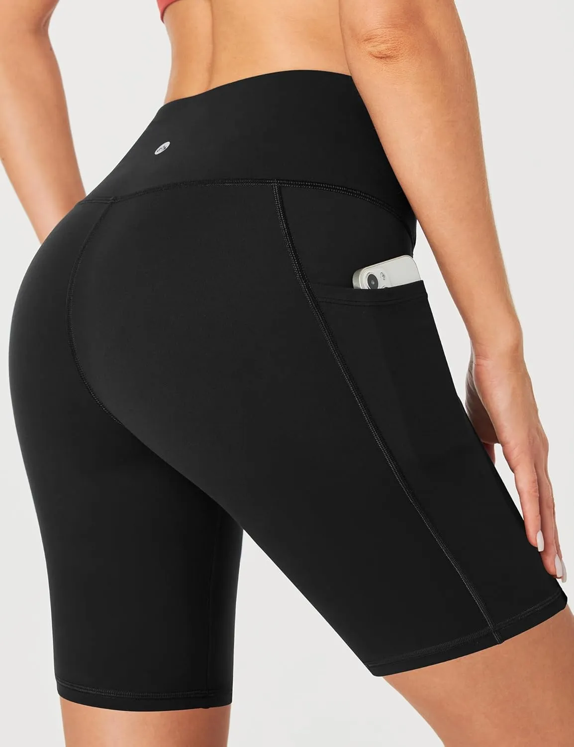 Heathyoga 8" Biker Shorts Women with 3 Pockets Tummy Control Workout Shorts Women Atheltic Spandex Shorts for Yoga Gym
