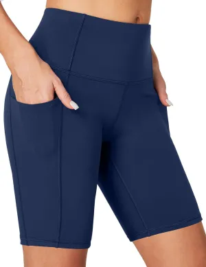 Heathyoga 8" Biker Shorts Women with 3 Pockets Tummy Control Workout Shorts Women Atheltic Spandex Shorts for Yoga Gym