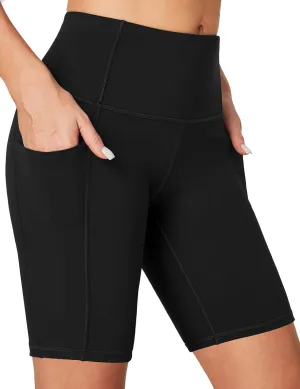 Heathyoga 8" Biker Shorts Women with 3 Pockets Tummy Control Workout Shorts Women Atheltic Spandex Shorts for Yoga Gym