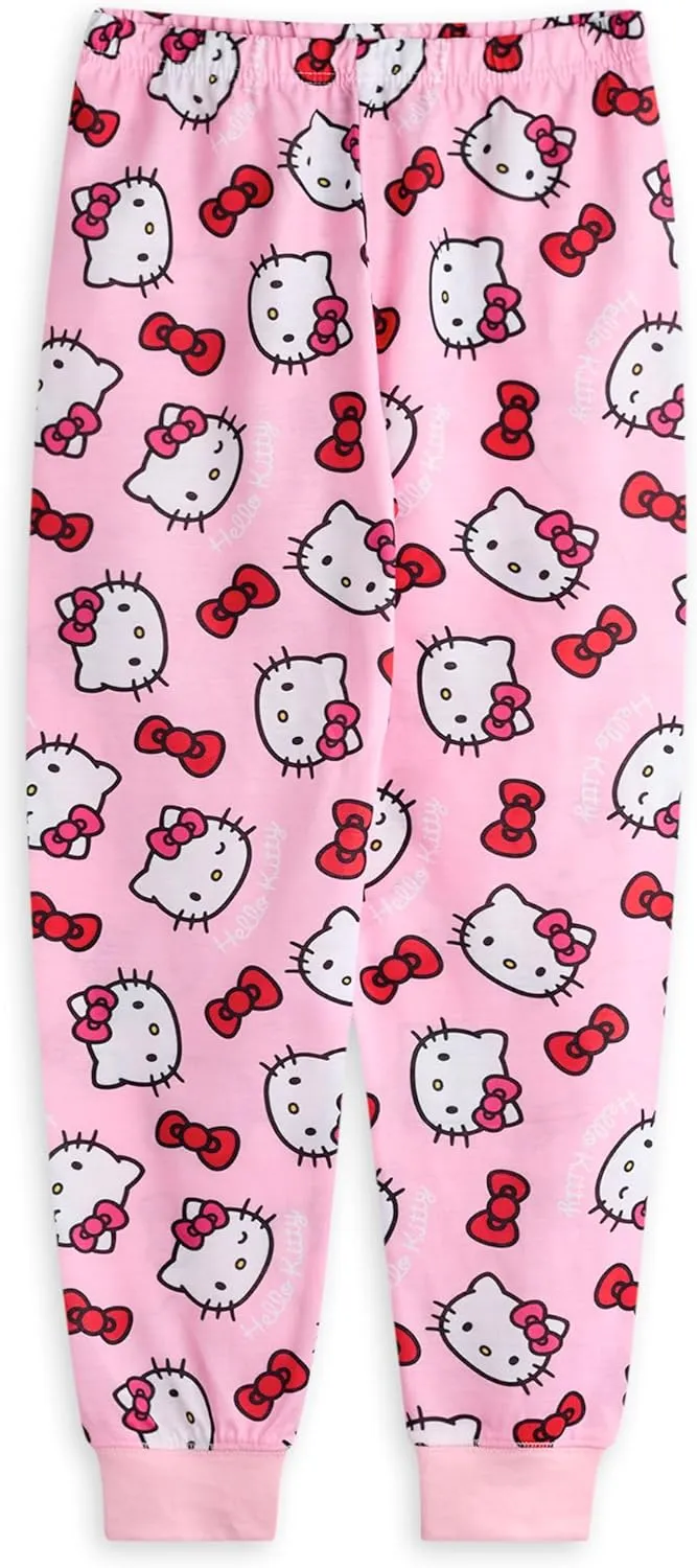 Hello Kitty Girls Pajama Set Pack of 2 | Kids Blue & Pink Kitty White Graphic Short Sleeve Top & Long Leg PJ Bottoms