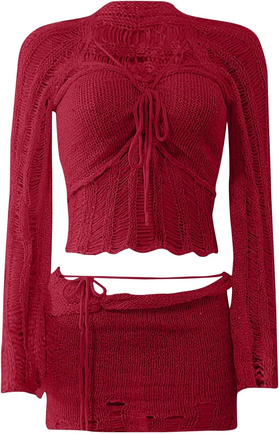 hlysgo Women Sequin Skirt And Crochet Tops Set Y2k Knitted Mesh Crop Tops Sexy Sparkle Mini Short Skirt 2 Piece Outfits
