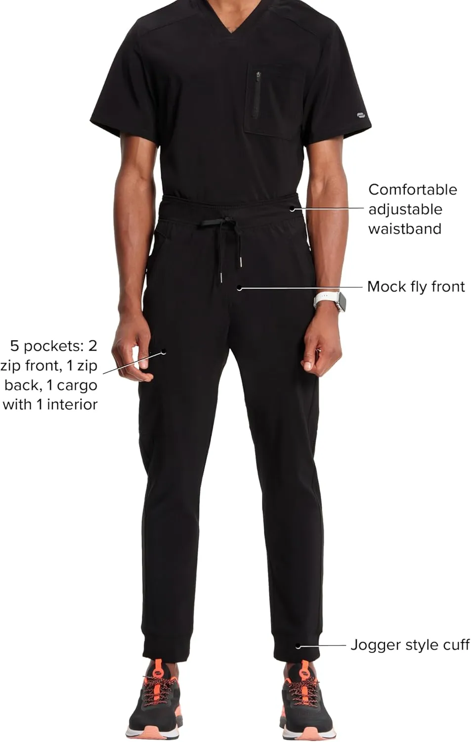 Infinity Cherokee Men's Jogger Pants with Drawstring Waist Mid Rise 5 Pockets Bottoms CK004A
