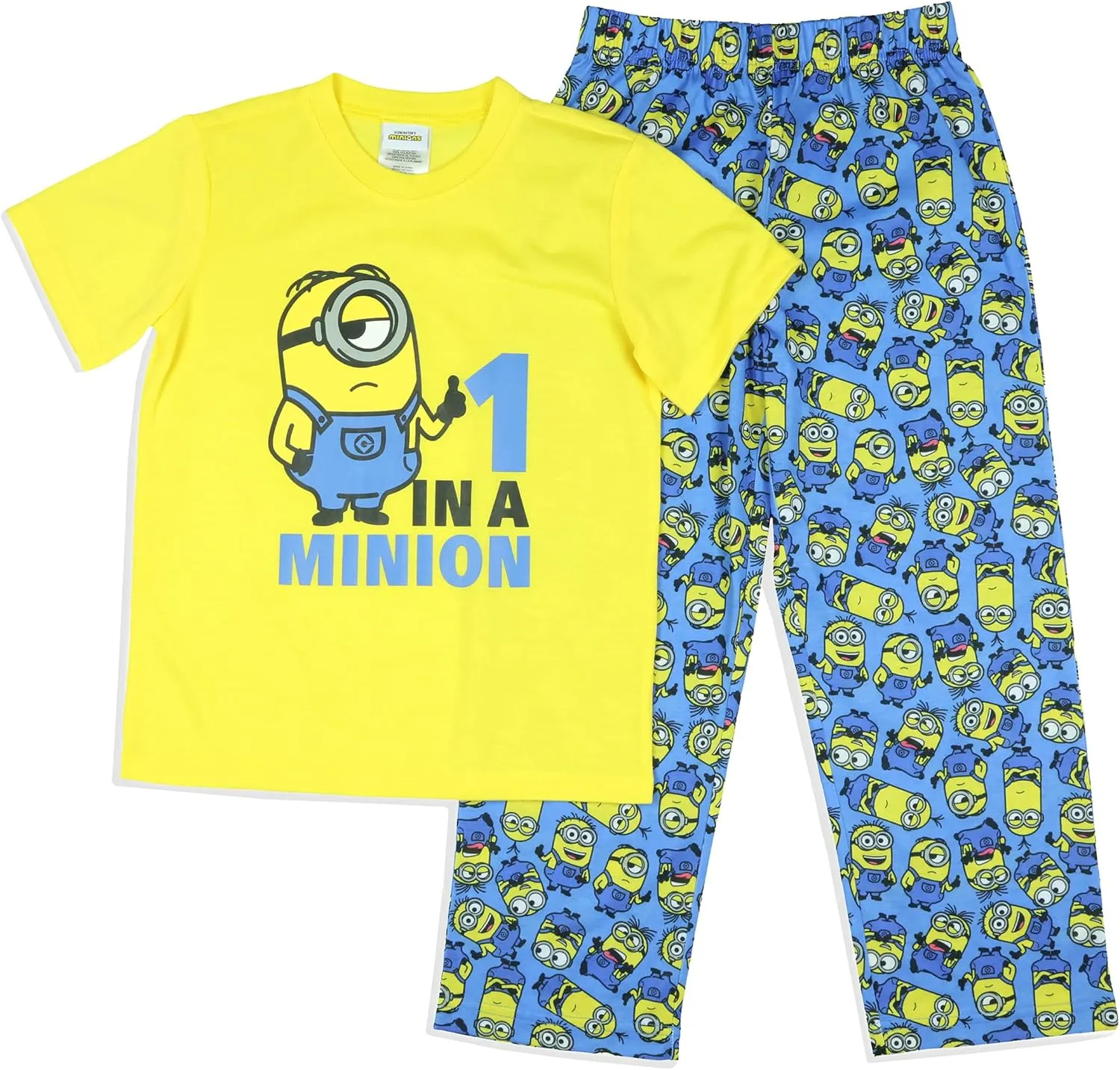 INTIMO Minions Boys' Pajamas One In A Minion Sleep Shirt and Pant 2 Piece Sleep Set