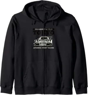 JDM Tokyo Japan Drift Racecar Tuning Vintage Retro Graphic. Zip Hoodie