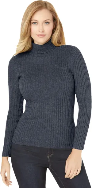 Jessica London Women's Plus Size Ribbed Cotton Turtleneck Sweater
