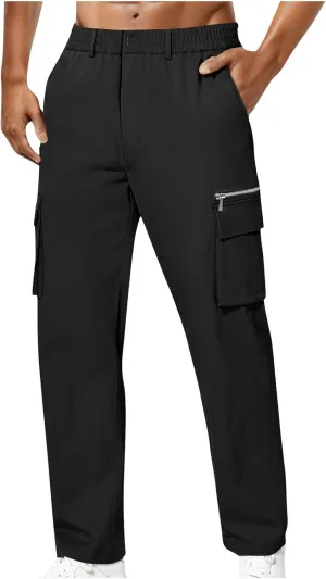 Jogger Cargo Pants for Men Lightweight Hiking Pants Loose Straight Leg Pants Relaxed Active Pants Fall Work Pants
