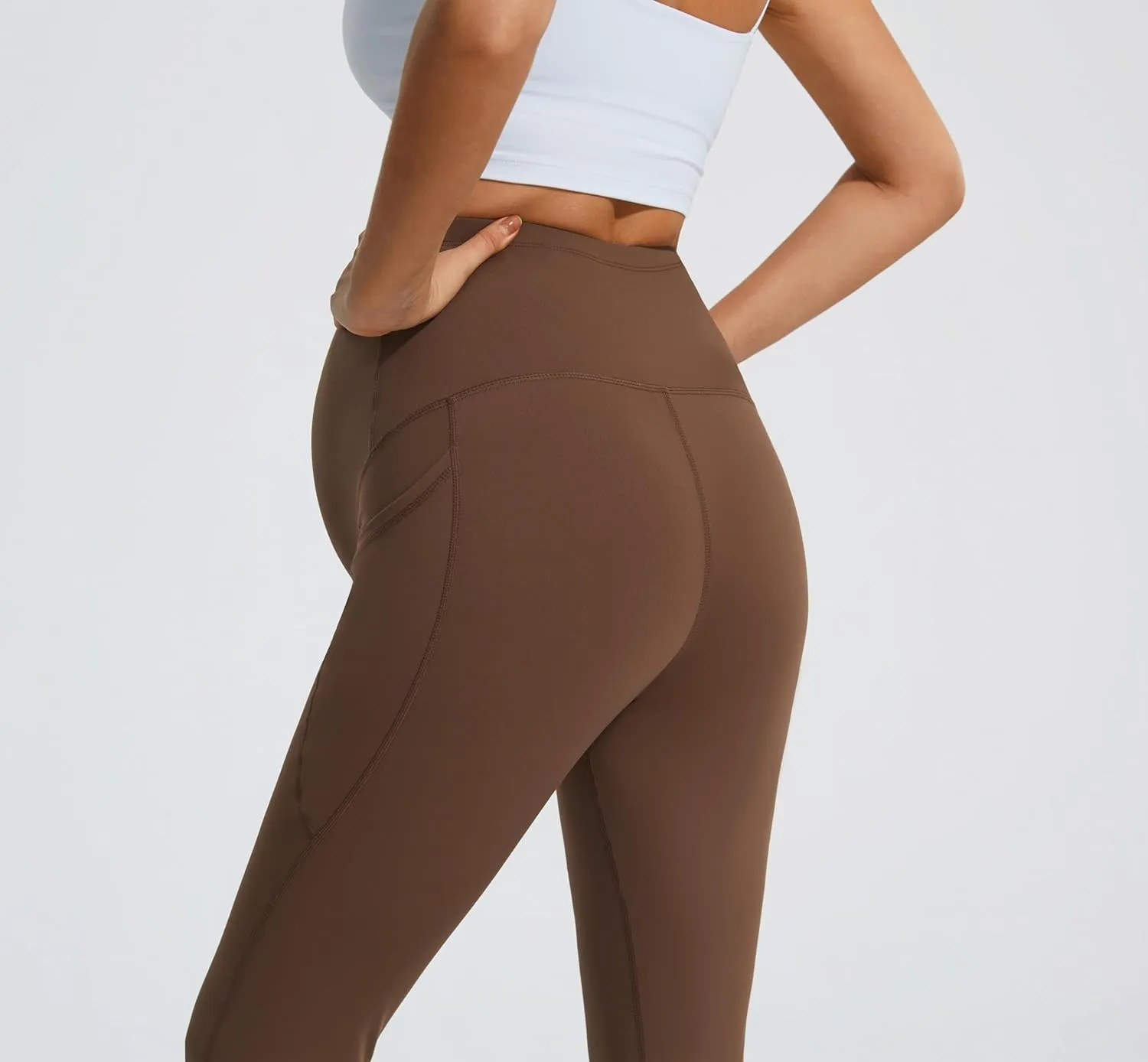 JOYSPELS Smooth Feeling Flare Maternity Leggings Over The Belly with Pockets Soft Bootcut Pregnancy Yoga Pants