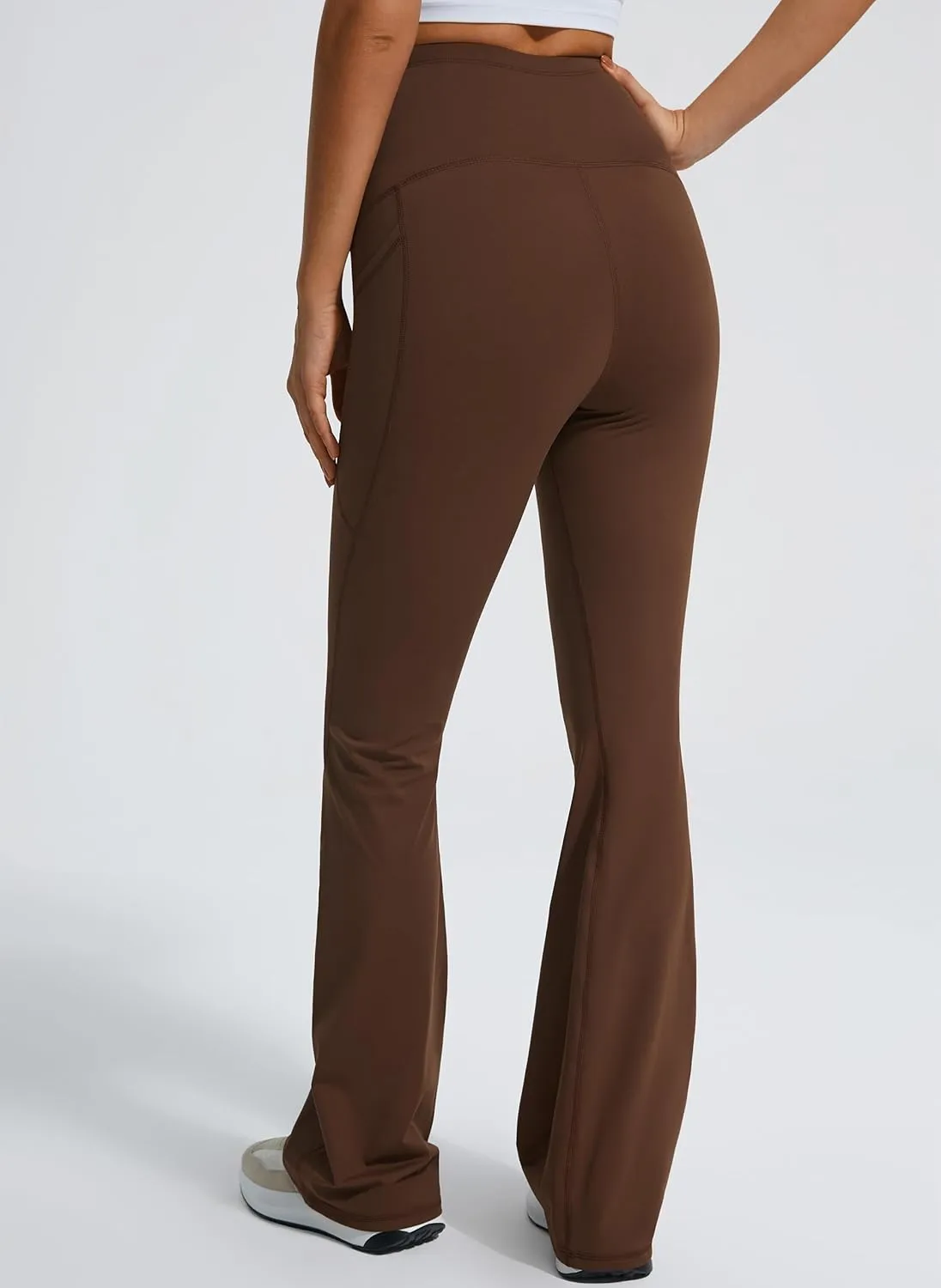 JOYSPELS Smooth Feeling Flare Maternity Leggings Over The Belly with Pockets Soft Bootcut Pregnancy Yoga Pants