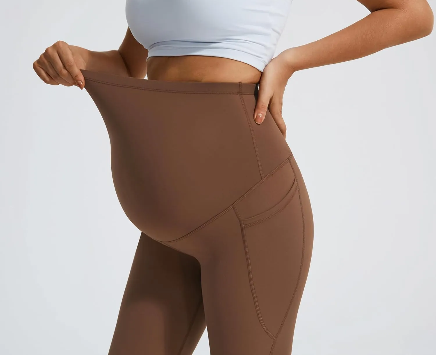 JOYSPELS Smooth Feeling Flare Maternity Leggings Over The Belly with Pockets Soft Bootcut Pregnancy Yoga Pants