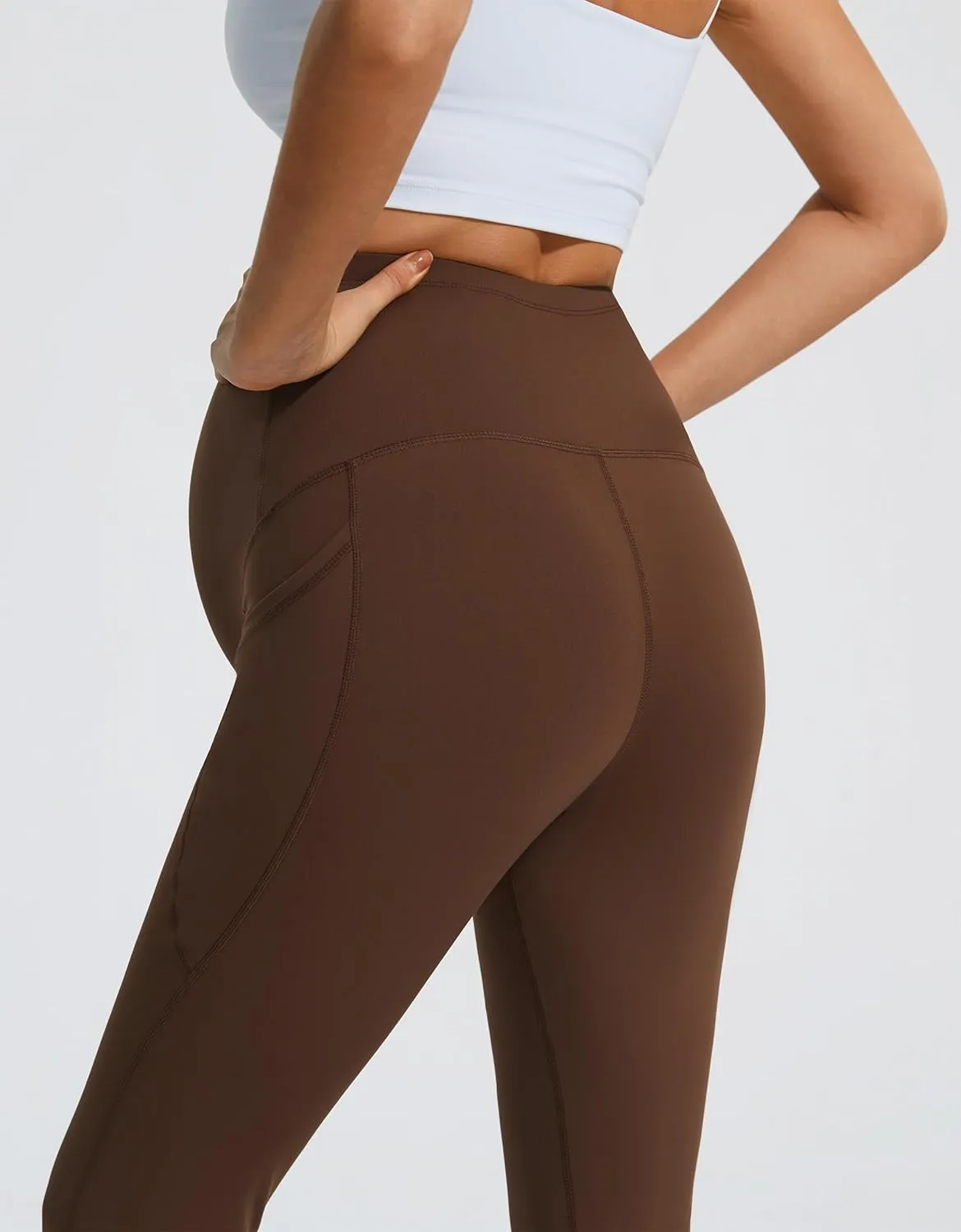 JOYSPELS Smooth Feeling Flare Maternity Leggings Over The Belly with Pockets Soft Bootcut Pregnancy Yoga Pants