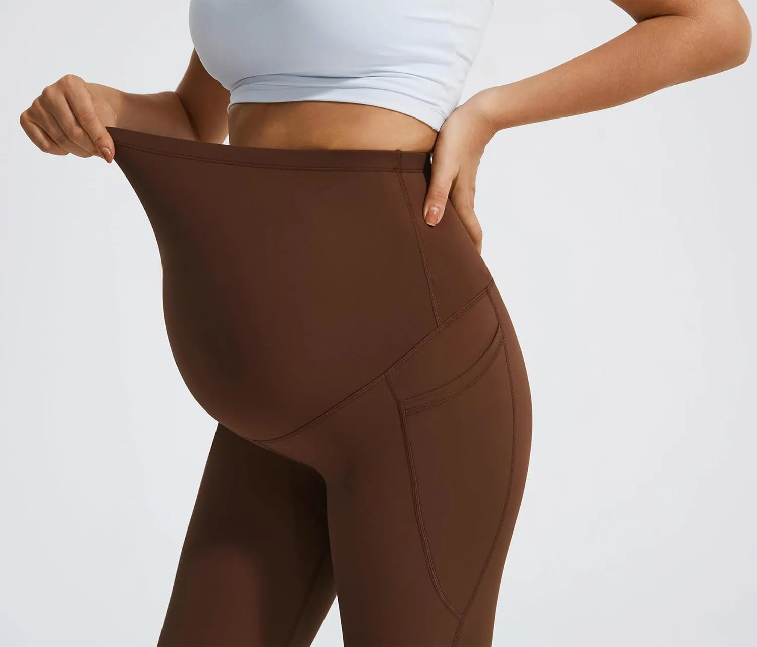 JOYSPELS Smooth Feeling Flare Maternity Leggings Over The Belly with Pockets Soft Bootcut Pregnancy Yoga Pants