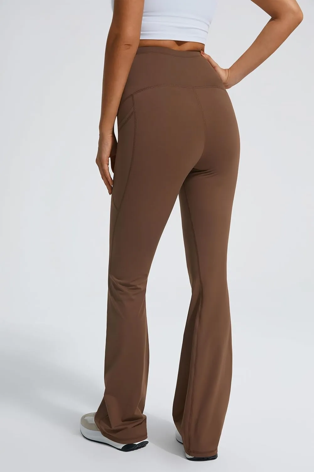 JOYSPELS Smooth Feeling Flare Maternity Leggings Over The Belly with Pockets Soft Bootcut Pregnancy Yoga Pants