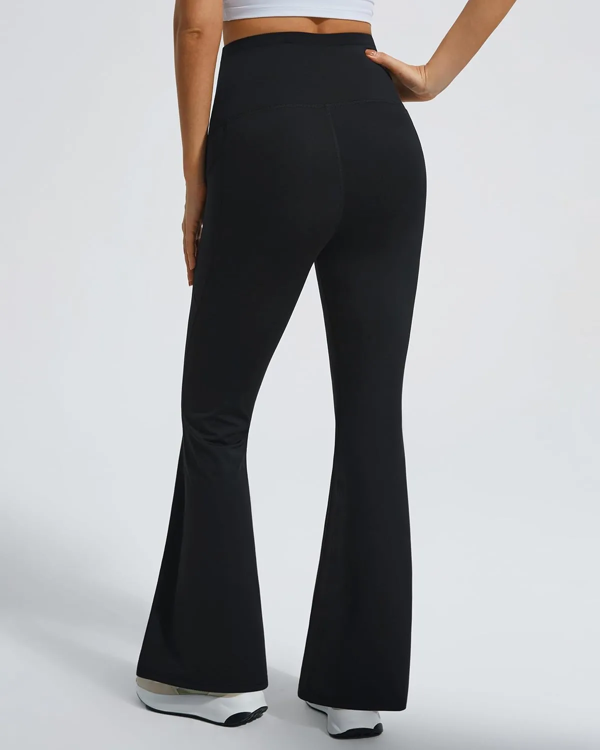 JOYSPELS Smooth Feeling Flare Maternity Leggings Over The Belly with Pockets Soft Bootcut Pregnancy Yoga Pants