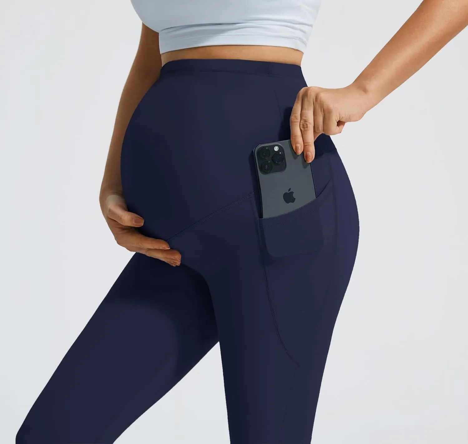 JOYSPELS Smooth Feeling Flare Maternity Leggings Over The Belly with Pockets Soft Bootcut Pregnancy Yoga Pants
