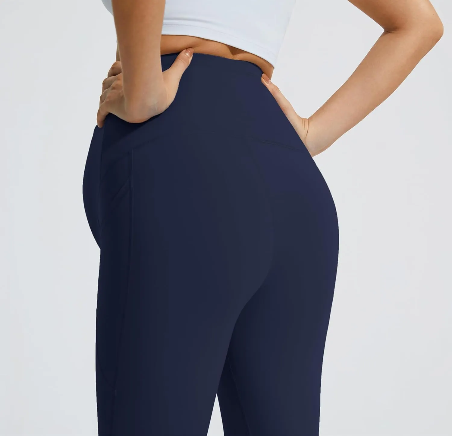 JOYSPELS Smooth Feeling Flare Maternity Leggings Over The Belly with Pockets Soft Bootcut Pregnancy Yoga Pants