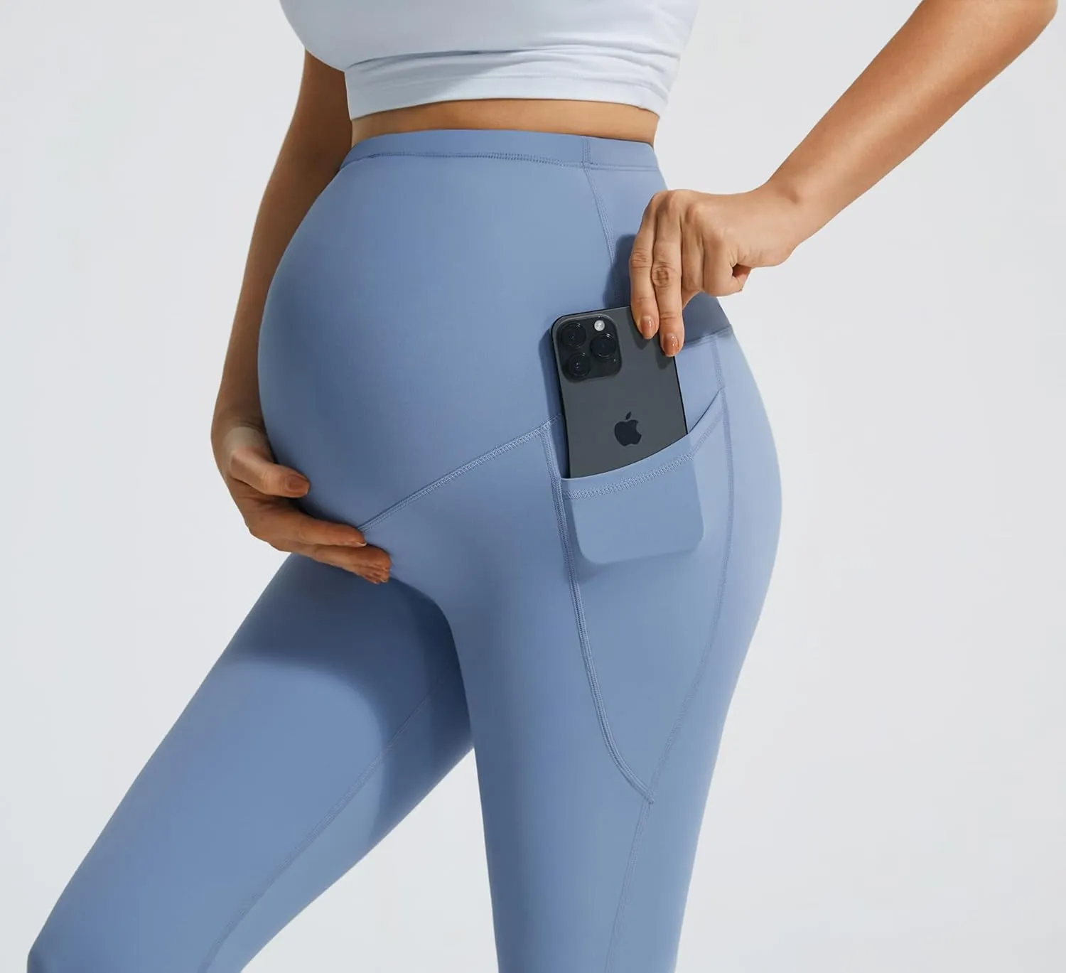 JOYSPELS Smooth Feeling Flare Maternity Leggings Over The Belly with Pockets Soft Bootcut Pregnancy Yoga Pants