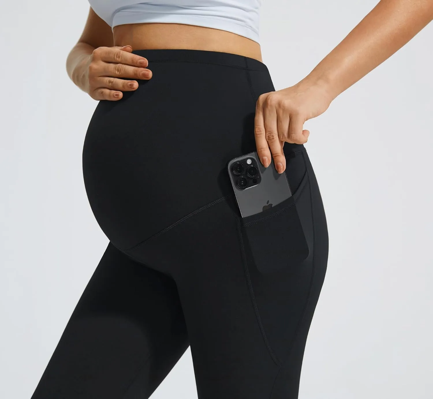 JOYSPELS Smooth Feeling Flare Maternity Leggings Over The Belly with Pockets Soft Bootcut Pregnancy Yoga Pants