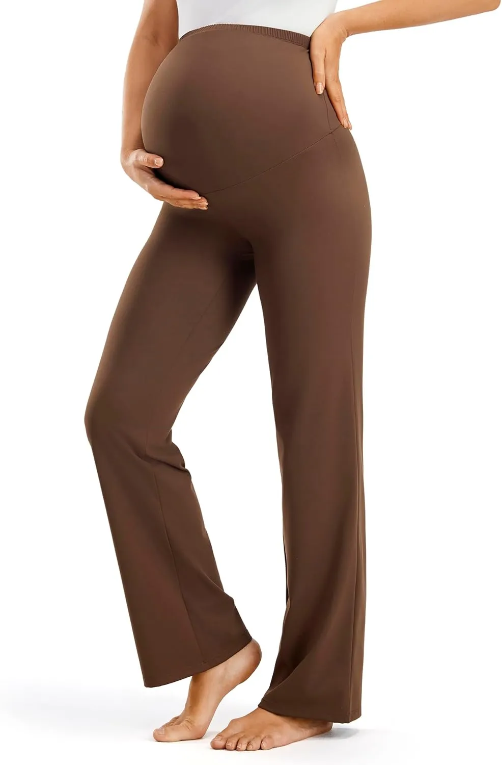 JOYSPELS Smooth Feeling Maternity Leggings Over The Belly Pregnancy Yoga Lounge Straight Wide-Leg Pants for Women