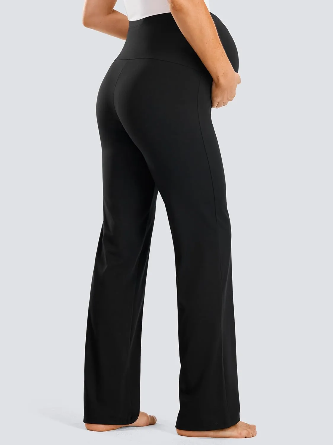 JOYSPELS Smooth Feeling Maternity Leggings Over The Belly Pregnancy Yoga Lounge Straight Wide-Leg Pants for Women