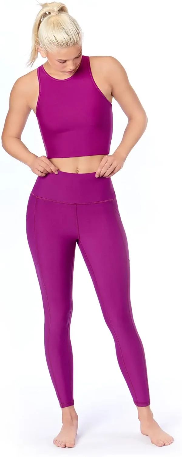 KADI Geo Thick High Waisted Leggings for Women, Medium Compression Workout Tummy Control Yoga Pants with Pockets