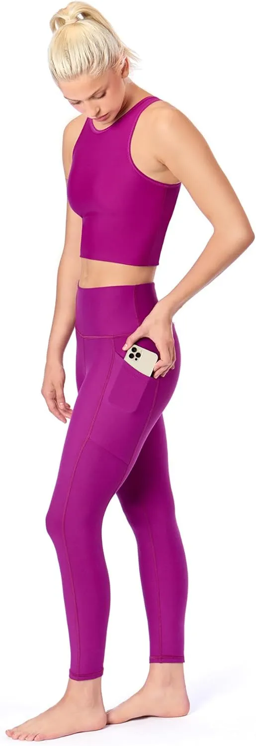 KADI Geo Thick High Waisted Leggings for Women, Medium Compression Workout Tummy Control Yoga Pants with Pockets