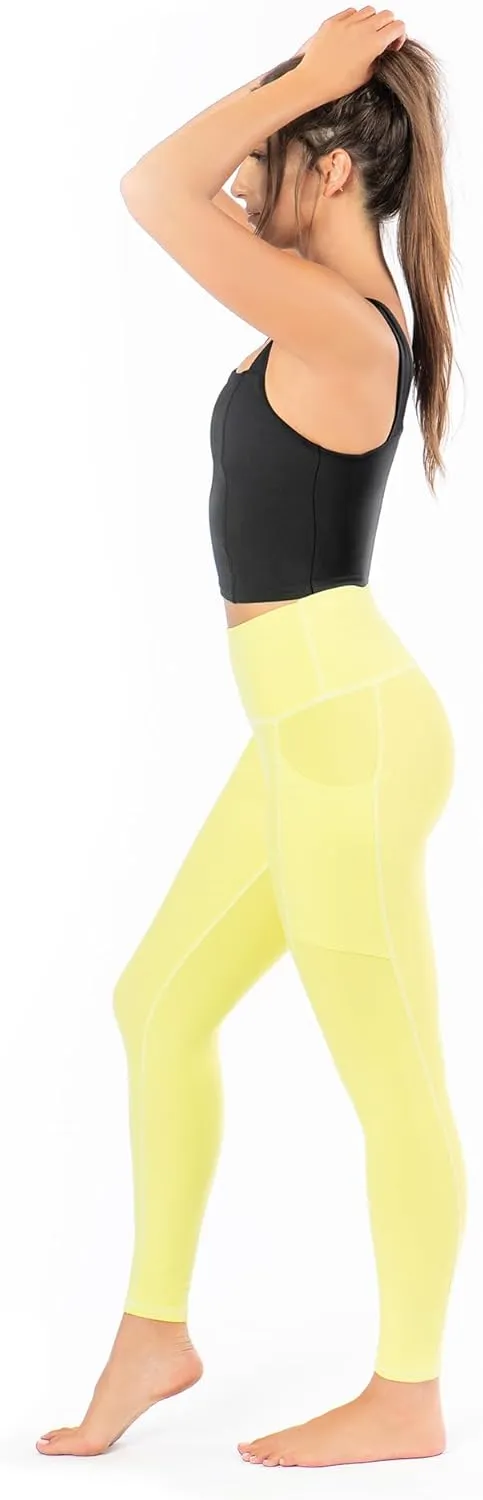 KADI Geo Thick High Waisted Leggings for Women, Medium Compression Workout Tummy Control Yoga Pants with Pockets