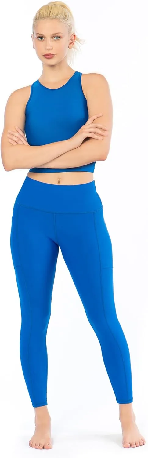 KADI Geo Thick High Waisted Leggings for Women, Medium Compression Workout Tummy Control Yoga Pants with Pockets
