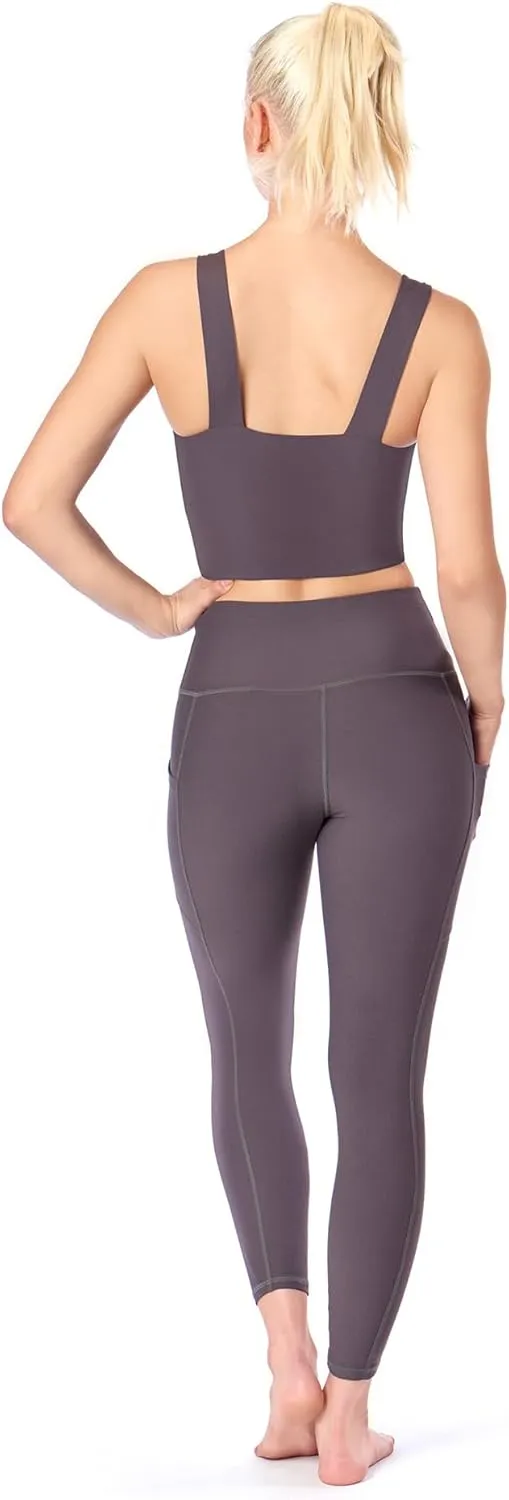 KADI Geo Thick High Waisted Leggings for Women, Medium Compression Workout Tummy Control Yoga Pants with Pockets