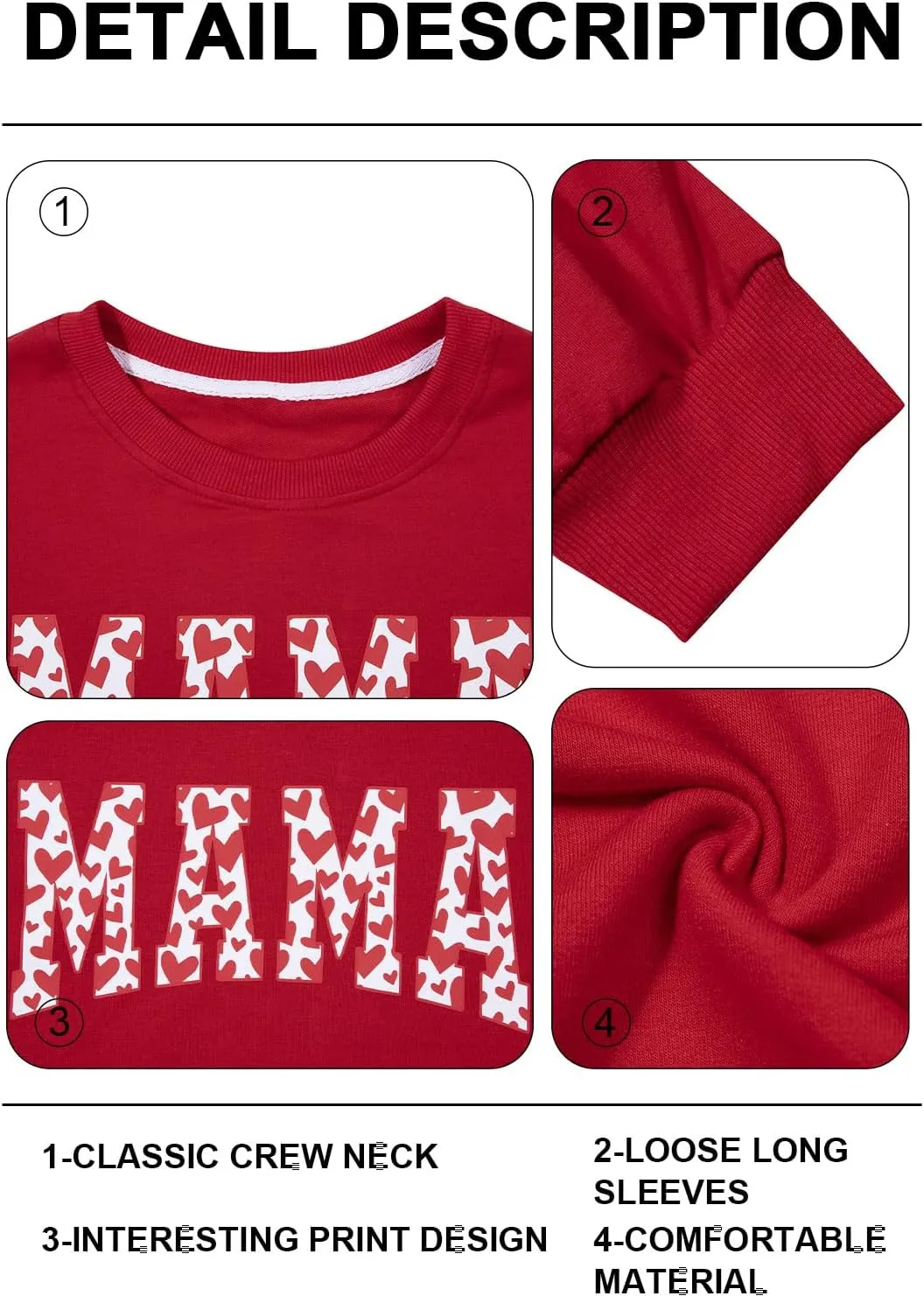 KIDDAD Oversized Mama Sweatshirt Woman Mama Letter Print Pullover Tops Casual Mother Life Crewneck Loose Tee Tops