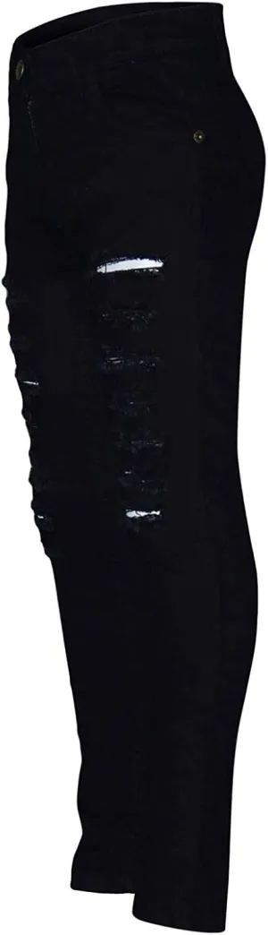 Kids Girls Denim Ripped Jeans Skinny Stretch Denim Pants Tight Hole Pocket Button Zipper Long Jeans 3-14 Years