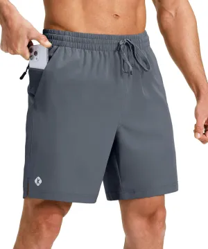 Ksmien Men's Running Shorts 7 Inch with Zipper Pockets Quick Dry Lightweight Athletic Shorts for Workout Gym Basketball