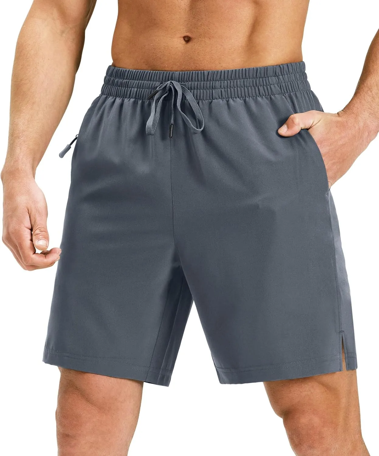 Ksmien Men's Running Shorts 7 Inch with Zipper Pockets Quick Dry Lightweight Athletic Shorts for Workout Gym Basketball