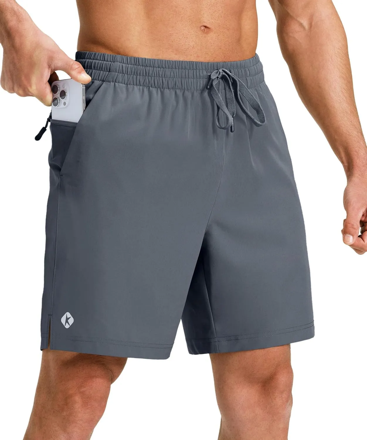 Ksmien Men's Running Shorts 7 Inch with Zipper Pockets Quick Dry Lightweight Athletic Shorts for Workout Gym Basketball