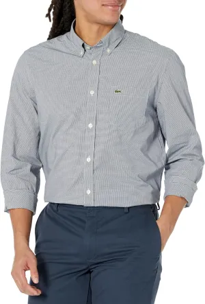 Lacoste Men's Long Sleeve Regular Fit Gingham Button Down Shirt