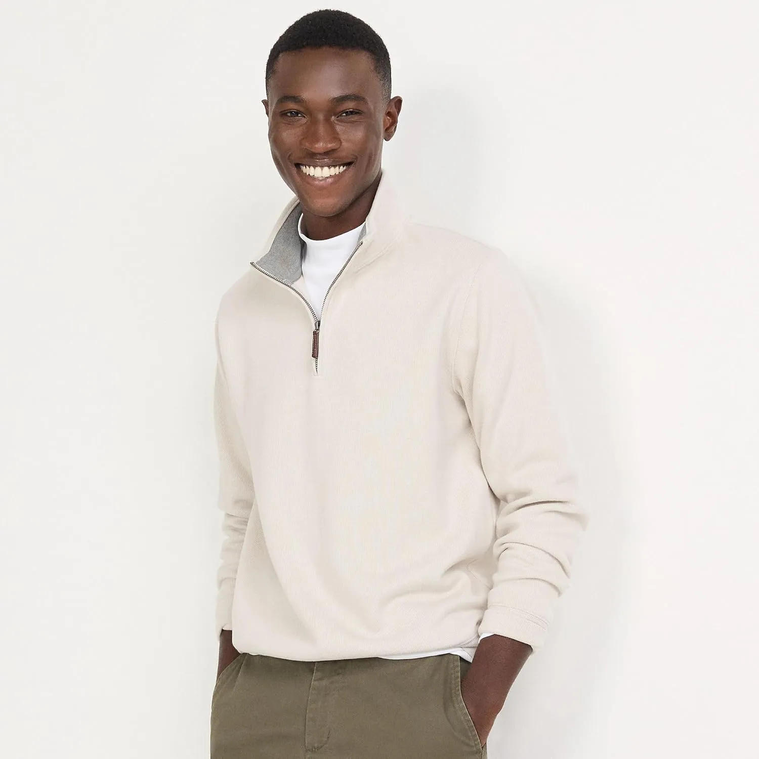 Lands' End Men's Bedford Rib Quarter Zip Sweater