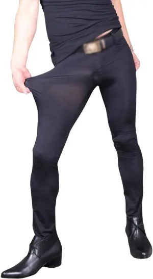 leesuo Men's Sexy Ice Silk Long Pants Super Smooth Skinny Leggings Sheer Tights Trousers