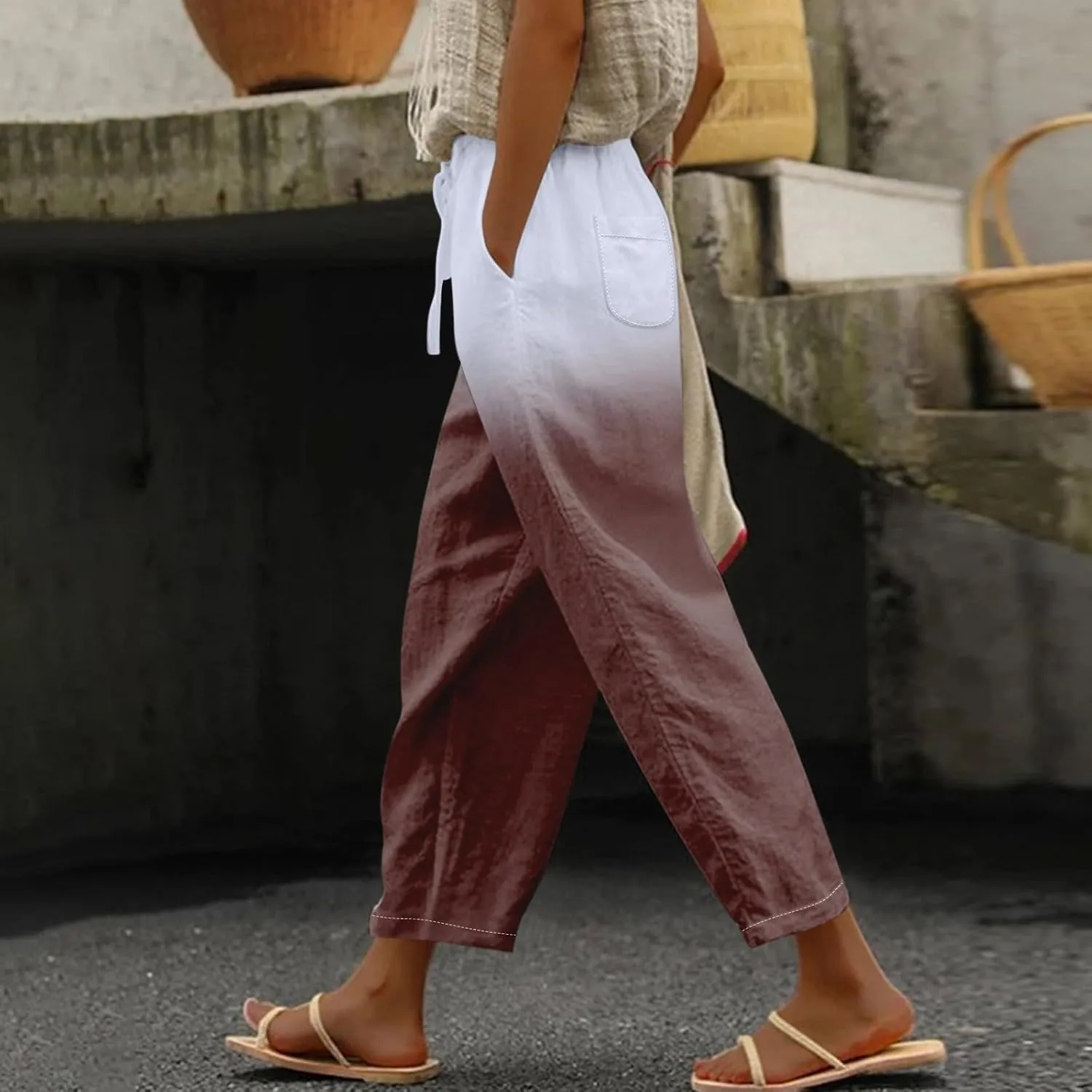 Linen Blend Pants for Women Drawstring Pants Linen Blend Pants for Women Linen Pants Women Beach Linen Pants Women