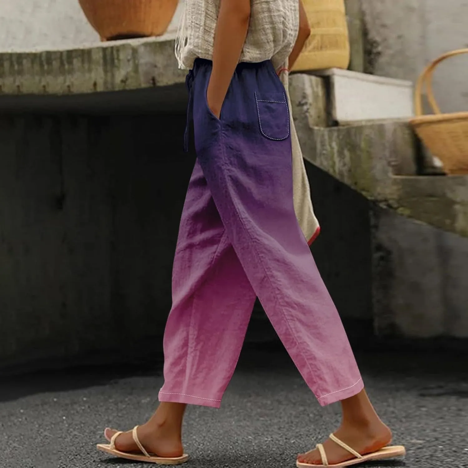 Linen Blend Pants for Women Drawstring Pants Linen Blend Pants for Women Linen Pants Women Beach Linen Pants Women