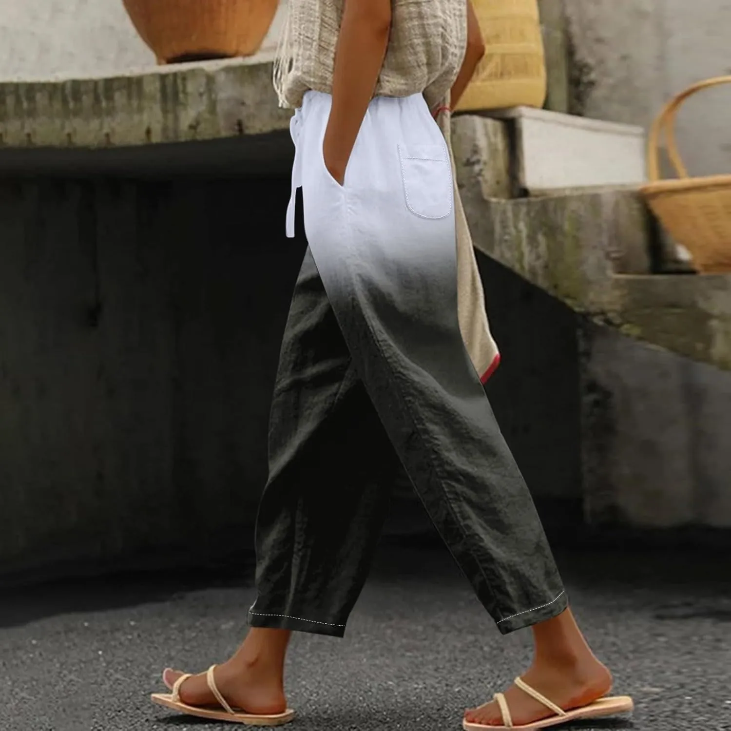 Linen Blend Pants for Women Drawstring Pants Linen Blend Pants for Women Linen Pants Women Beach Linen Pants Women