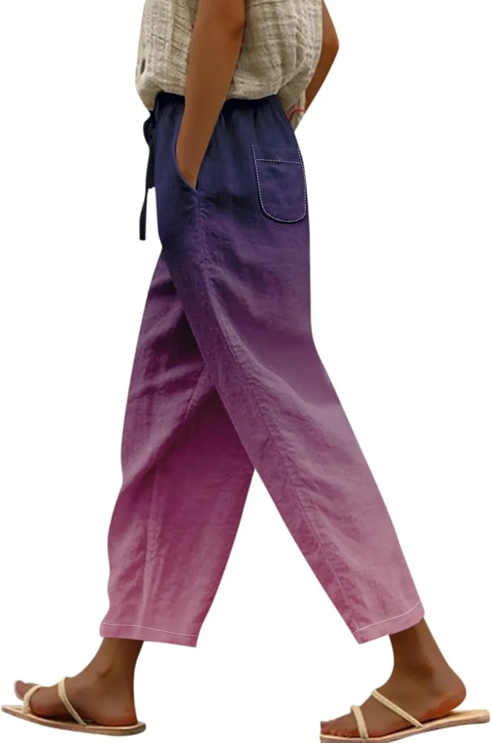 Linen Blend Pants for Women Drawstring Pants Linen Blend Pants for Women Linen Pants Women Beach Linen Pants Women