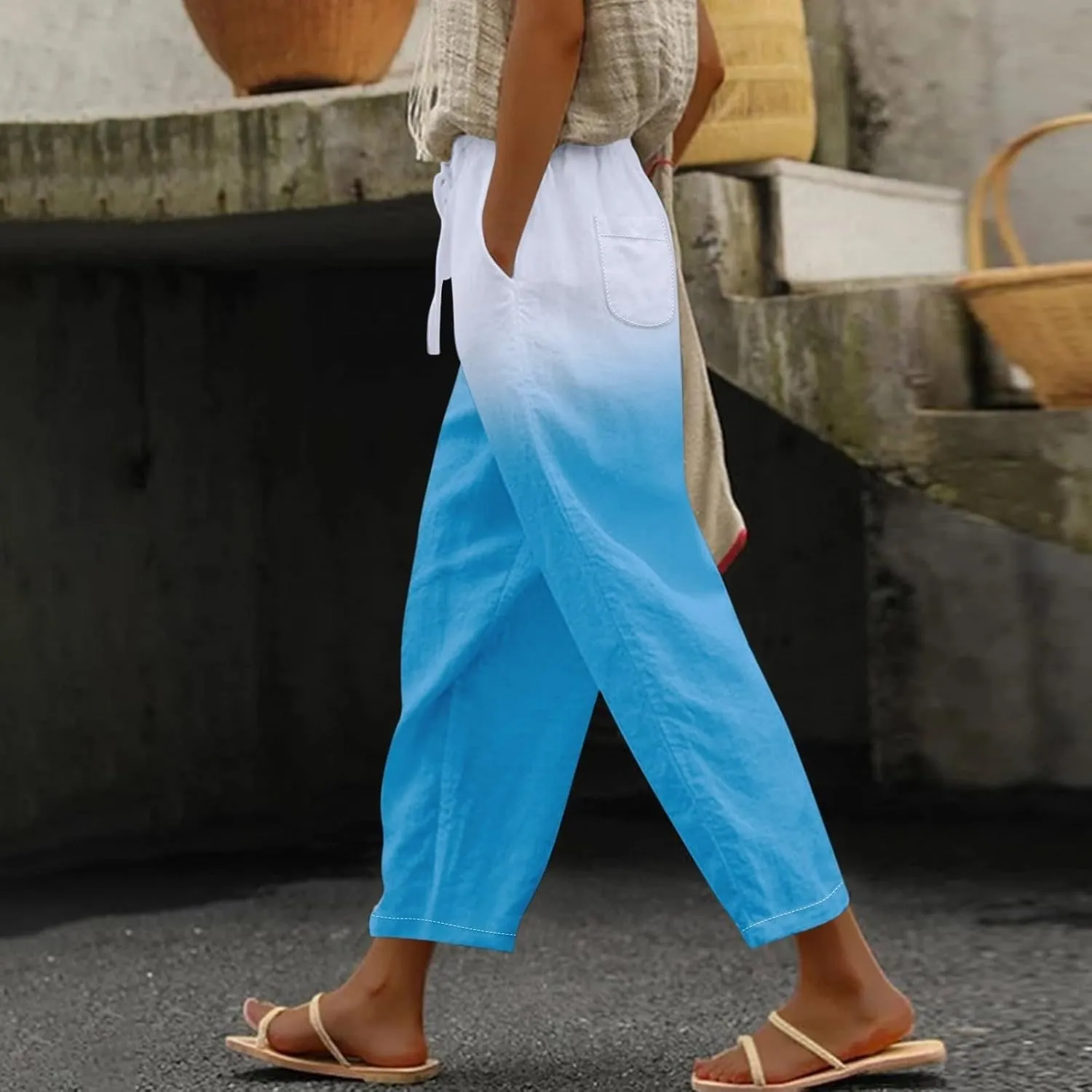 Linen Blend Pants for Women Drawstring Pants Linen Blend Pants for Women Linen Pants Women Beach Linen Pants Women