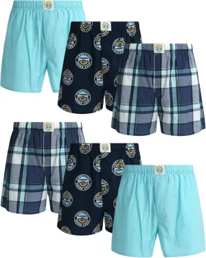 Lucky Brand Men's Boxer Shorts - 6 Pack Classic Cotton Woven Boxers for Men With Functional Fly, Relaxed Fit (Sizes: S-XXL)
