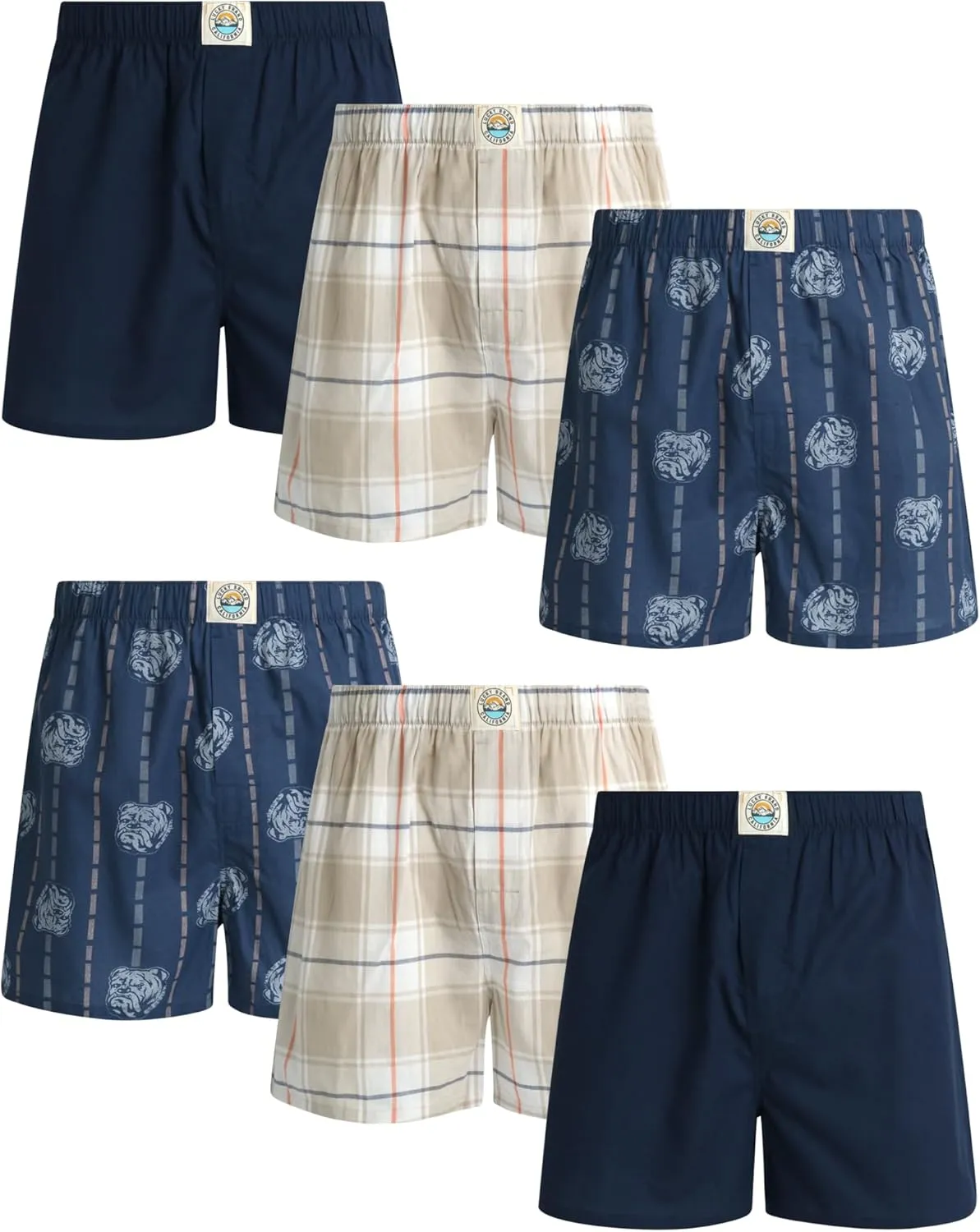 Lucky Brand Men's Boxer Shorts - 6 Pack Classic Cotton Woven Boxers for Men With Functional Fly, Relaxed Fit (Sizes: S-XXL)